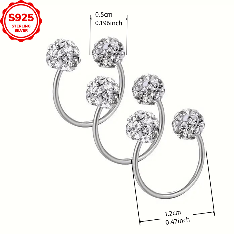 Women's S925 Sterling Silver Micro Pave Rhinestones Stud Earrings